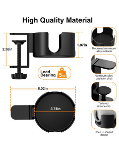 Soporte de Taza de Escritorio ONDAIUN Negro 10cm Antivuelco 2