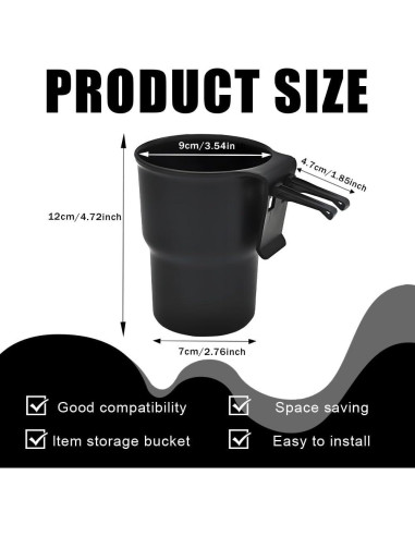 Soporte de Taza para Coche HQRNYP Negro Universal 7x12 cm