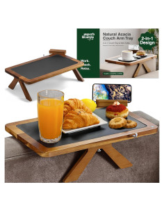 Bandeja para Reposabrazos de Sofá Acacia 2 en 1 Ajustable