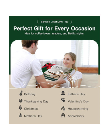 Bandeja para Reposabrazos de Sofá Acacia 2 en 1 Ajustable