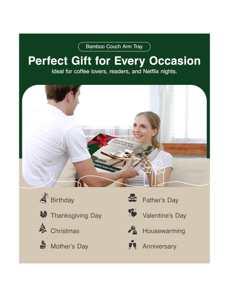 Bandeja para Reposabrazos de Sofá Acacia 2 en 1 Ajustable