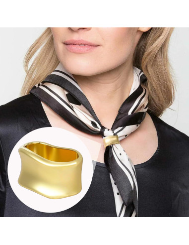 Anillo de Bufanda de Seda Winsyison - Clip Dorado Geométrico