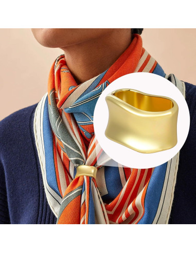Anillo de Bufanda de Seda Winsyison - Clip Dorado Geométrico