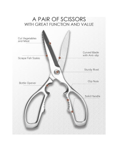 Tijeras de Cocina SimCoker de Acero Inoxidable 22cm Multiusos 2
