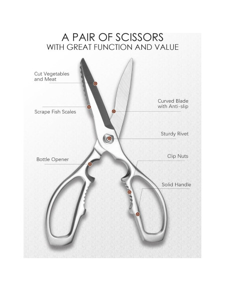 Tijeras de Cocina SimCoker de Acero Inoxidable 22cm Multiusos