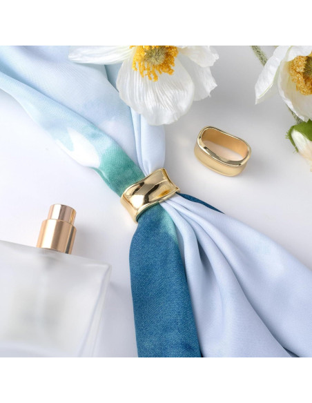 Anillo de Bufanda de Seda Winsyison - Clip Dorado Geométrico