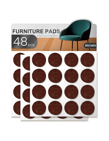 48 Almohadillas de Fieltro YOESSA para Muebles Marrón 25mm