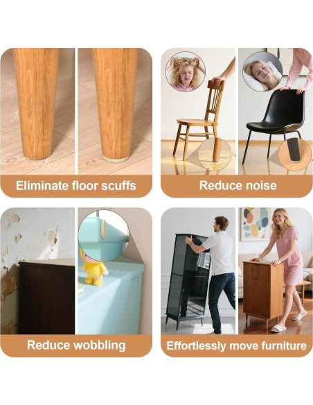 48 Almohadillas de Fieltro YOESSA para Muebles Marrón 25mm