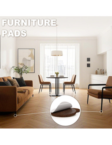 48 Almohadillas de Fieltro YOESSA para Muebles Marrón 25mm