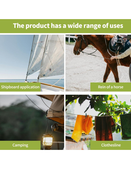 Cuerda de poliéster negra LUOPUTUO 0.79 cm x 76.2 m alta resistencia