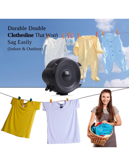 Cuerda Retráctil para Ropa JS HANGER 30m Doble Línea Alta Resistencia