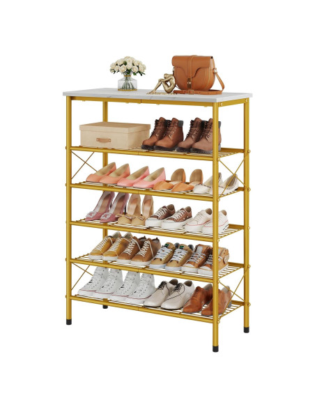 Organizador de Zapatos Tajsoon 6 Niveles Blanco y Dorado