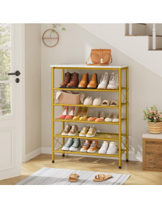 Organizador de Zapatos Tajsoon 6 Niveles Blanco y Dorado 2