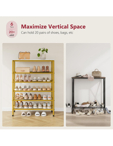 Organizador de Zapatos Tajsoon 6 Niveles Blanco y Dorado