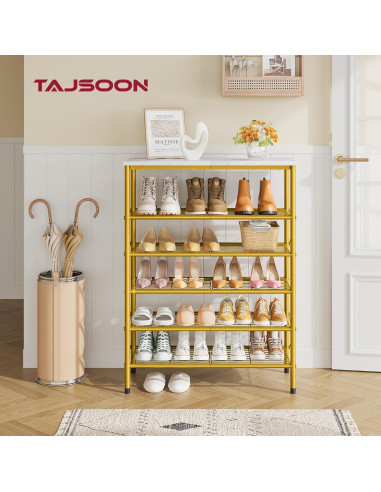 Organizador de Zapatos Tajsoon 6 Niveles Blanco y Dorado