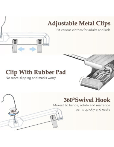 Perchas Transparentes con Clips HOUSE DAY - Paquete de 25