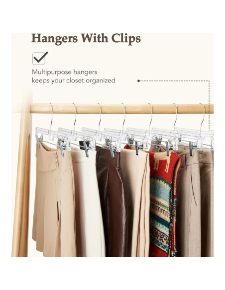 Perchas Transparentes con Clips HOUSE DAY - Paquete de 25