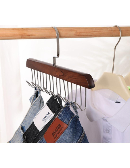 Paquete de 4 perchas para corbatas HOFSIN - Madera Natural