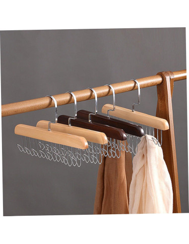 Paquete de 4 perchas para corbatas HOFSIN - Madera Natural