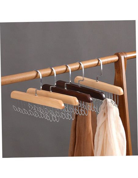 Paquete de 4 perchas para corbatas HOFSIN - Madera Natural