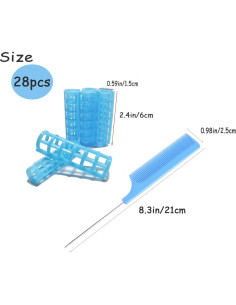 Juego de 28 Rulos Autoadhesivos MOODKEY 1.5cm Azul Sin Calor 2