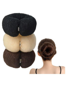 3 Piezas Creador de Moño Donut Happyupcity Nylon 20x5cm