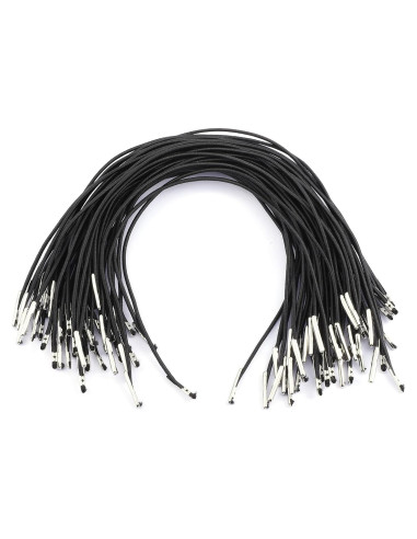 50 Cuerdas Elásticas Negras con Extremos de Metal 25 cm
