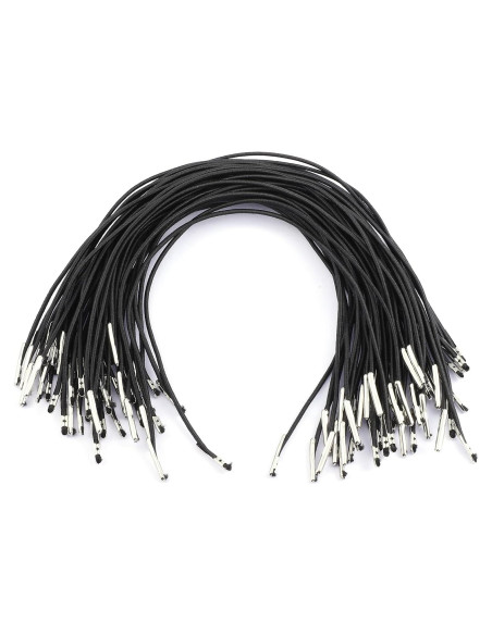 50 Cuerdas Elásticas Negras con Extremos de Metal 25 cm