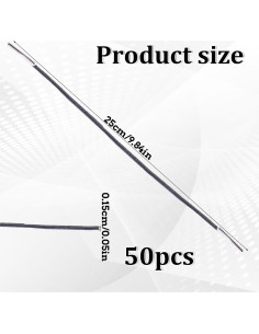 50 Cuerdas Elásticas Negras con Extremos de Metal 25 cm 2