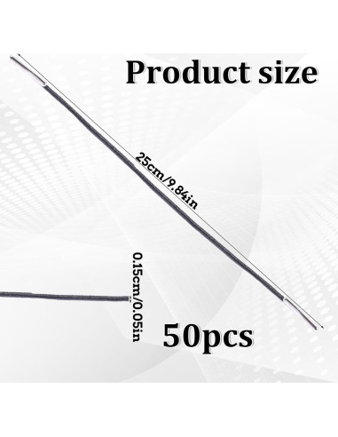 50 Cuerdas Elásticas Negras con Extremos de Metal 25 cm