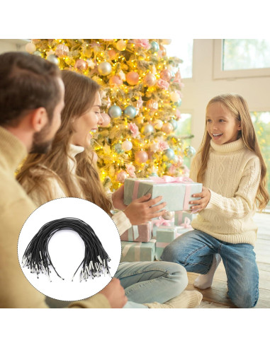 50 Cuerdas Elásticas Negras con Extremos de Metal 25 cm