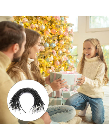 50 Cuerdas Elásticas Negras con Extremos de Metal 25 cm