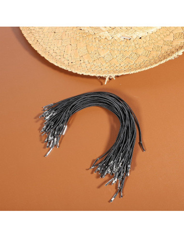 50 Cuerdas Elásticas Negras con Extremos de Metal 25 cm