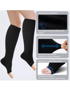 Calcetines de Compresión Abiertos 20-30 mmHg para Mujeres y Hombres 2