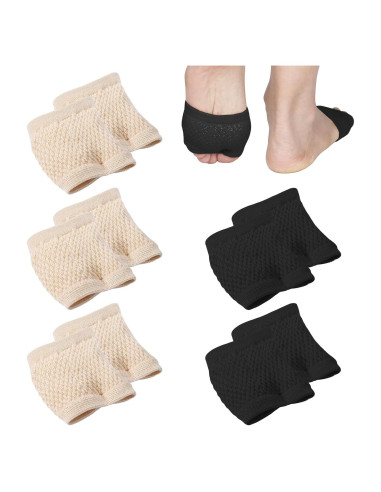 5 Pares de Calcetines Abiertos Antideslizantes para Mujeres - Negro y Piel