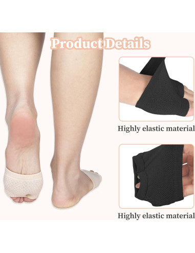 5 Pares de Calcetines Abiertos Antideslizantes para Mujeres - Negro y Piel