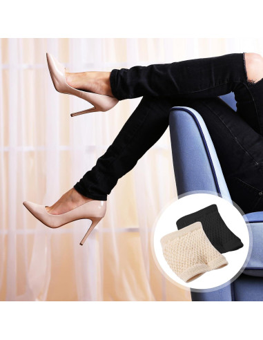 5 Pares de Calcetines Abiertos Antideslizantes para Mujeres - Negro y Piel