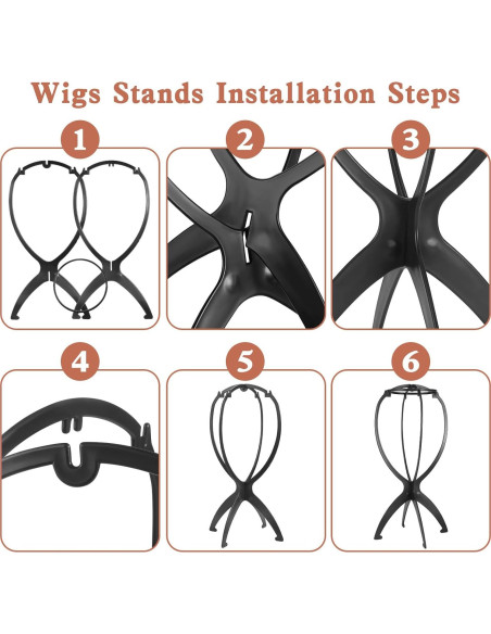 Soporte de Peluca Plegable VZZNN 12PC Plástico Duradero