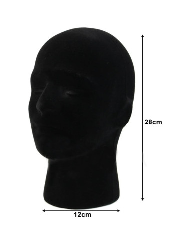 Cabeza de Maniquí de Espuma Negra LIAMTU 28 cm para Pelucas