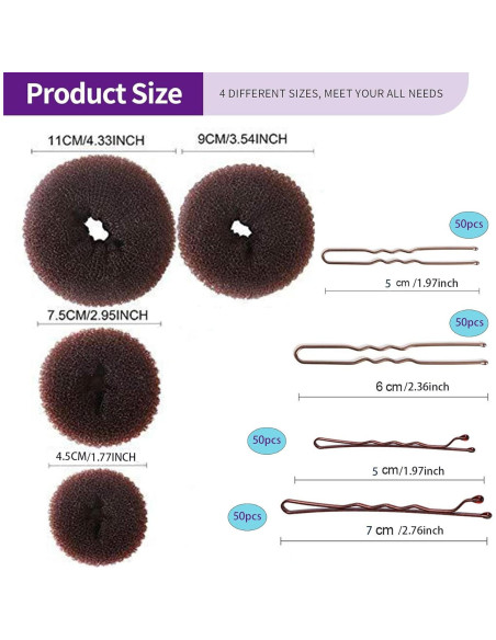 Juego de Hacer Moño BoAn 304 Piezas con Horquillas y Bandas Juego de Hacer Moño BoAn 304 Piezas con Horquillas y Bandas