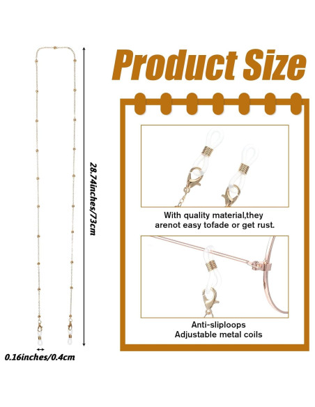 Cadena de Gafas con Perlas Hpmjz 6 Piezas Coloridas 63 cm