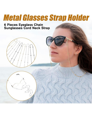 Cadena de Gafas con Perlas Hpmjz 6 Piezas Coloridas 63 cm