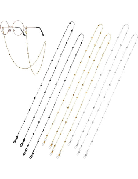 Cadena de Gafas con Perlas Hpmjz 6 Piezas Coloridas 63 cm