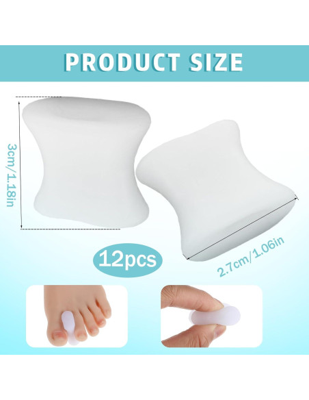 Separadores de Dedos Lusofie 12 Piezas Gel Blanco Alivio Juanetes