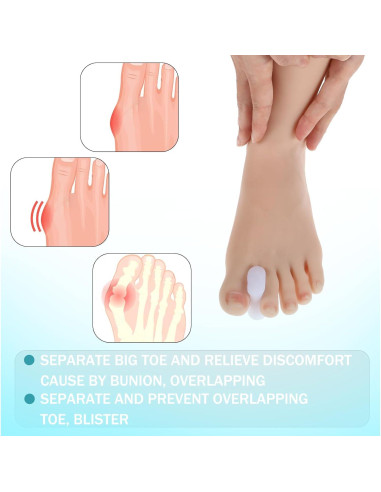 Separadores de Dedos Lusofie 12 Piezas Gel Blanco Alivio Juanetes