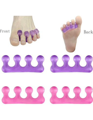 Separadores de Dedos de Gel para Pedicura KAIXIN - 4 Pcs
