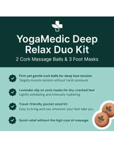 Kit de Cuidado para Pies YogaMedic: 3 Mascarillas Hidratantes y 2 Pelotas de Masaje 2