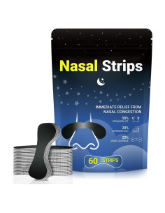 60 Tiras Nasales DKEPA para Ronquidos - Fuerza Extra, Negro