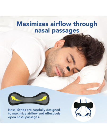 60 Tiras Nasales DKEPA para Ronquidos - Fuerza Extra, Negro