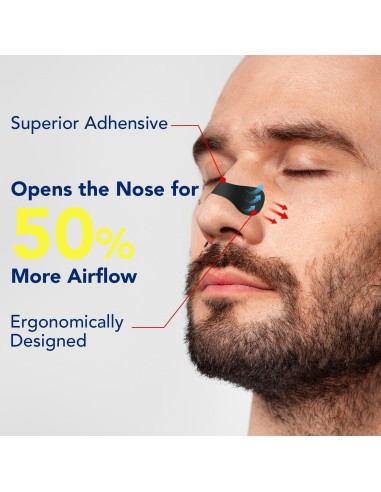 60 Tiras Nasales DKEPA para Ronquidos - Fuerza Extra, Negro